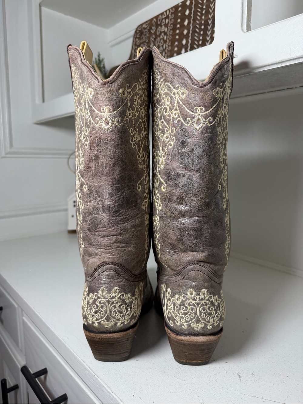 Corral Boots Women's 10 Brown Embroidered Cowboy Boots Leather Western Cowgirl - Picture 5 of 8